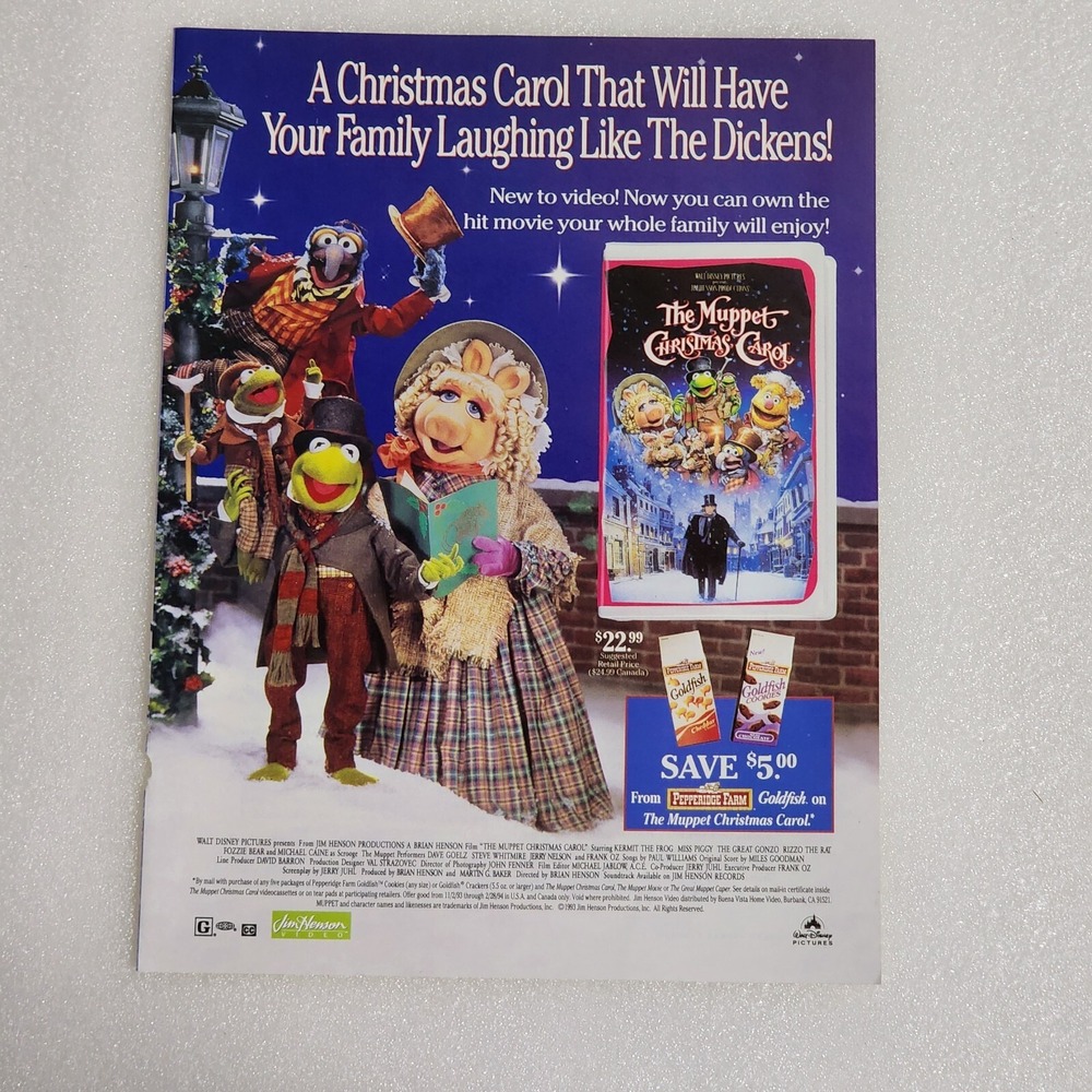 Vintage Print Ad Muppet Christmas Carol Miss Piggy Kermit clipping 8x10 1993